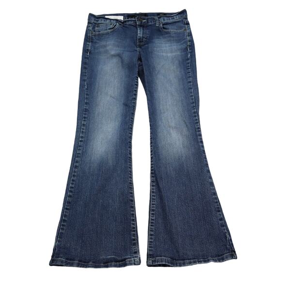Calvin Klein Pants Womens 30 Blue Flared Mid Rise Medium Wash Denim Button Jeans - Picture 1 of 14